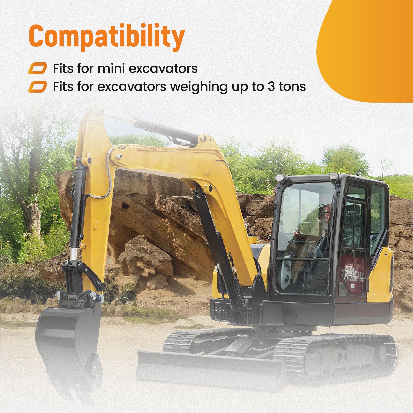 200mm For Mini Excavator Bucket for TYPHON 3 Ton Digger Attachment Pin Dia 25mm