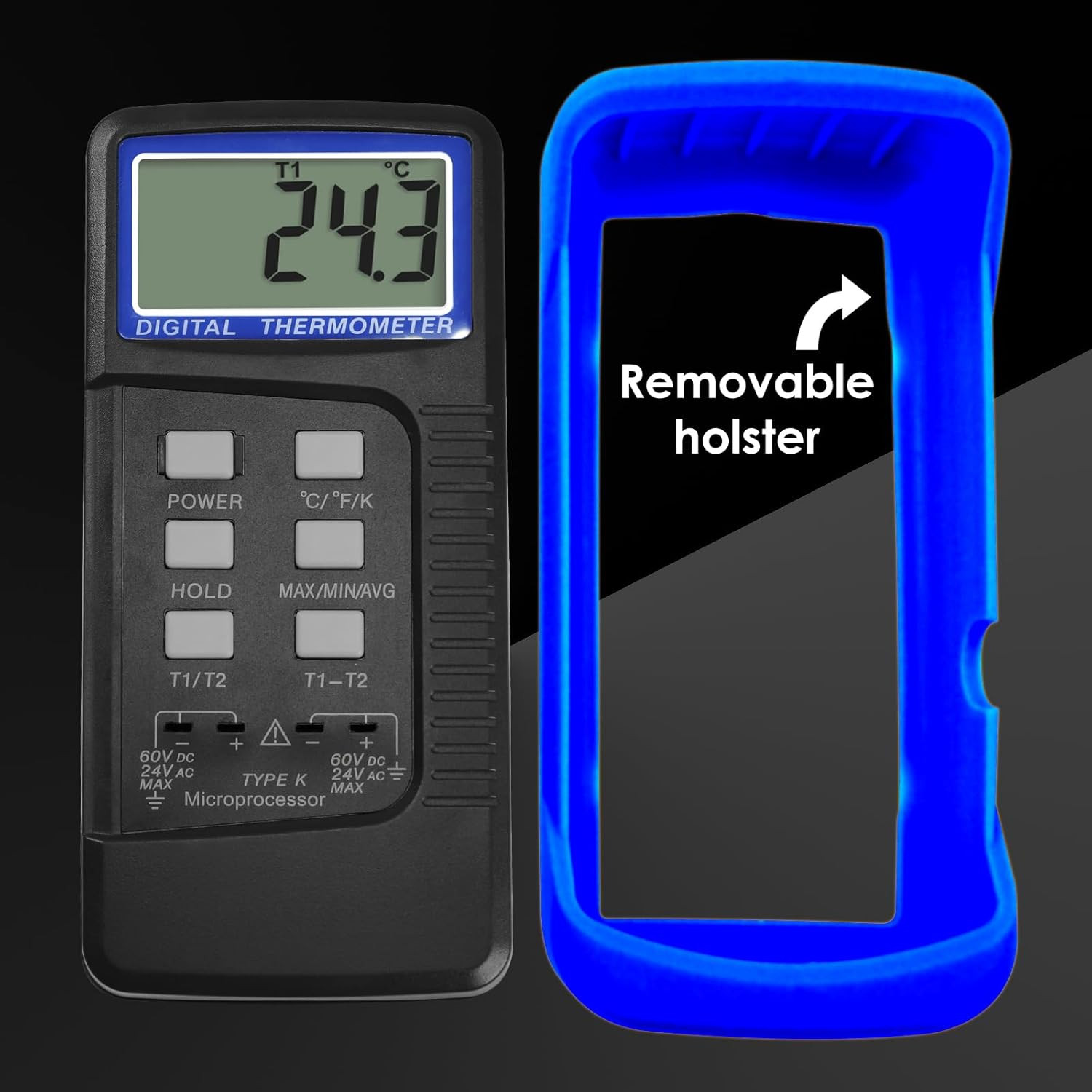 Digital K Type HVAC Thermometer with 4 Thermocouples, MAX/MIN/AVG Temperature Me