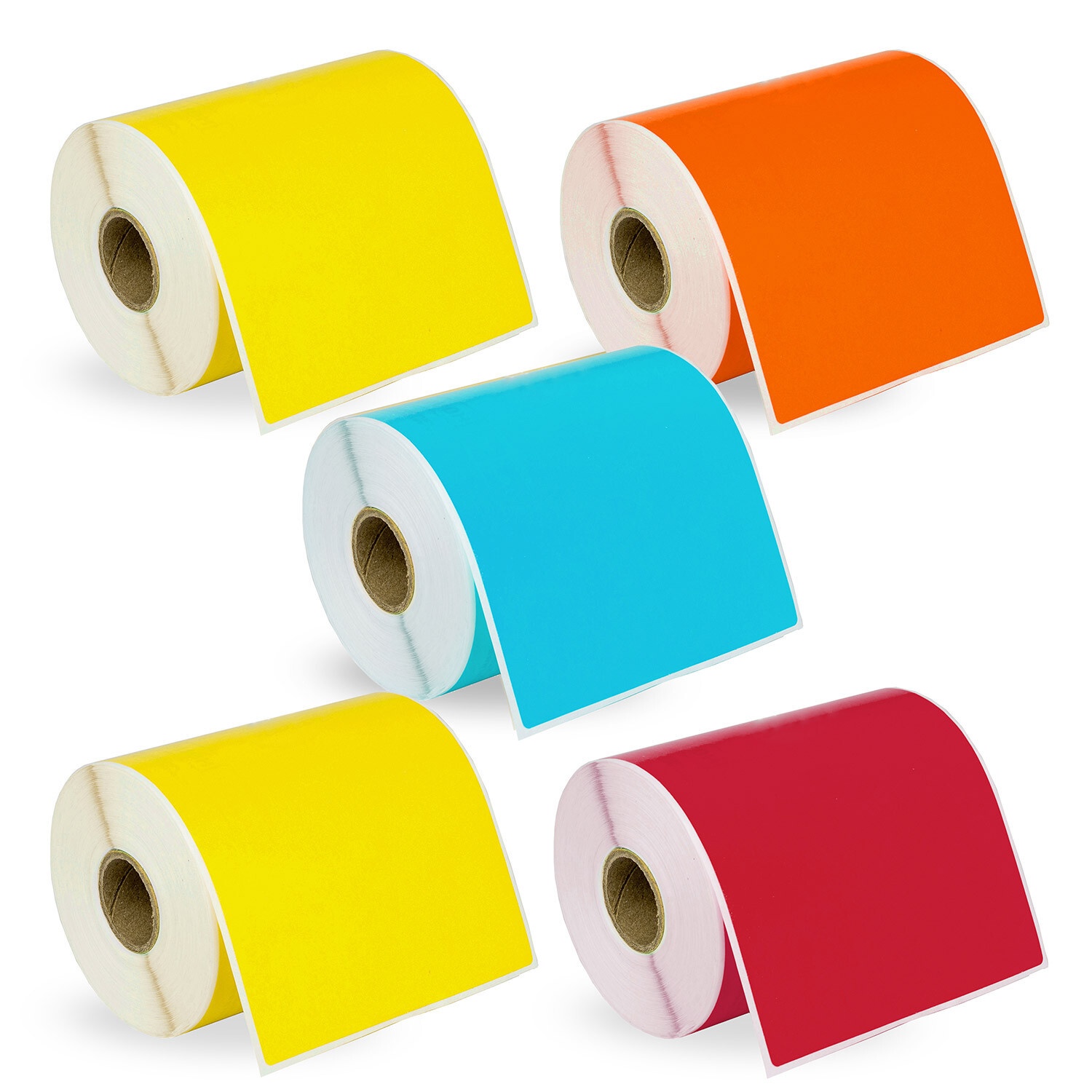 DYMO 1744907 COLOR 4XL 4×6 – 5 Rolls – 2 each: YELLOW ; 1 each: BLUE RED ORANGE