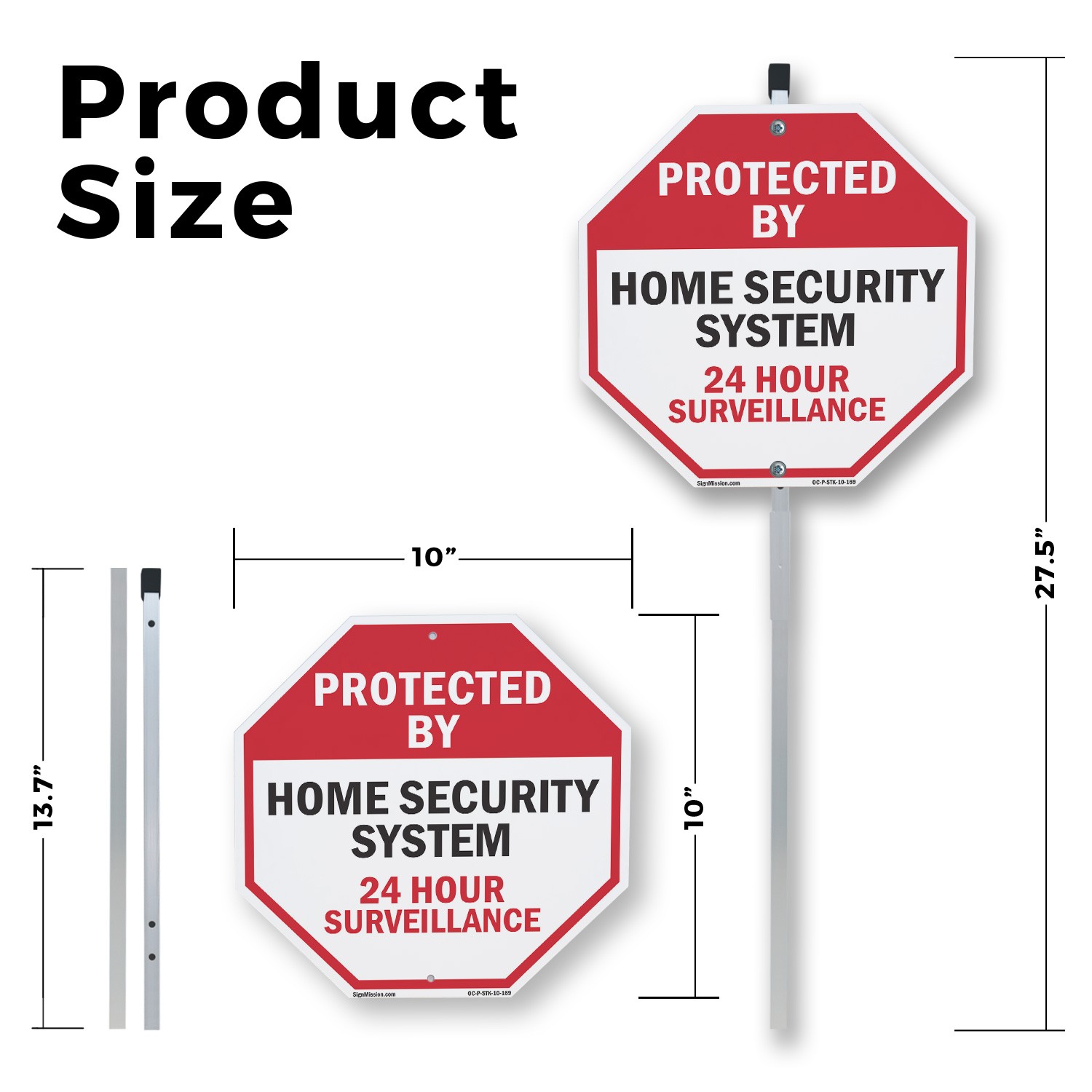 Protected By Home Security System Octagon Sign With Stake Weather Resistant