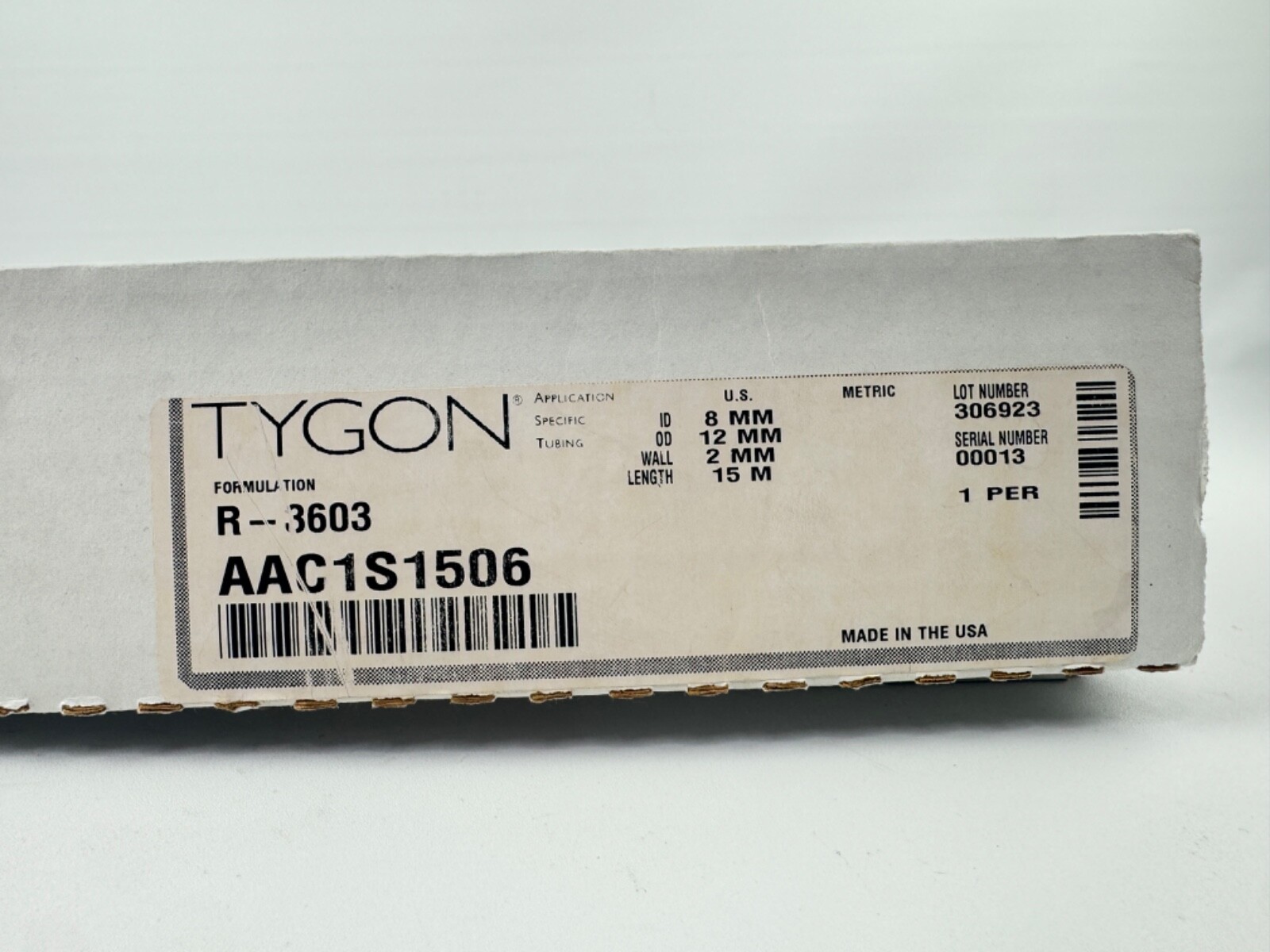 Tygon R-3603 AAC1S1506 Tubing 8mm Inner Diameter, 12mm Outer Diameter, 15m
