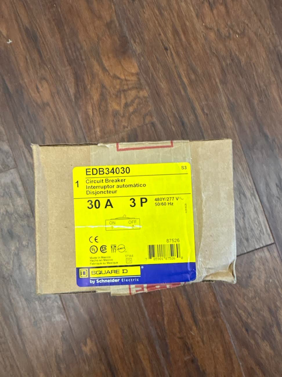 NEW NO BOX Square D EDB34030 30A 3P 480/277V 480/277V EDB34030
