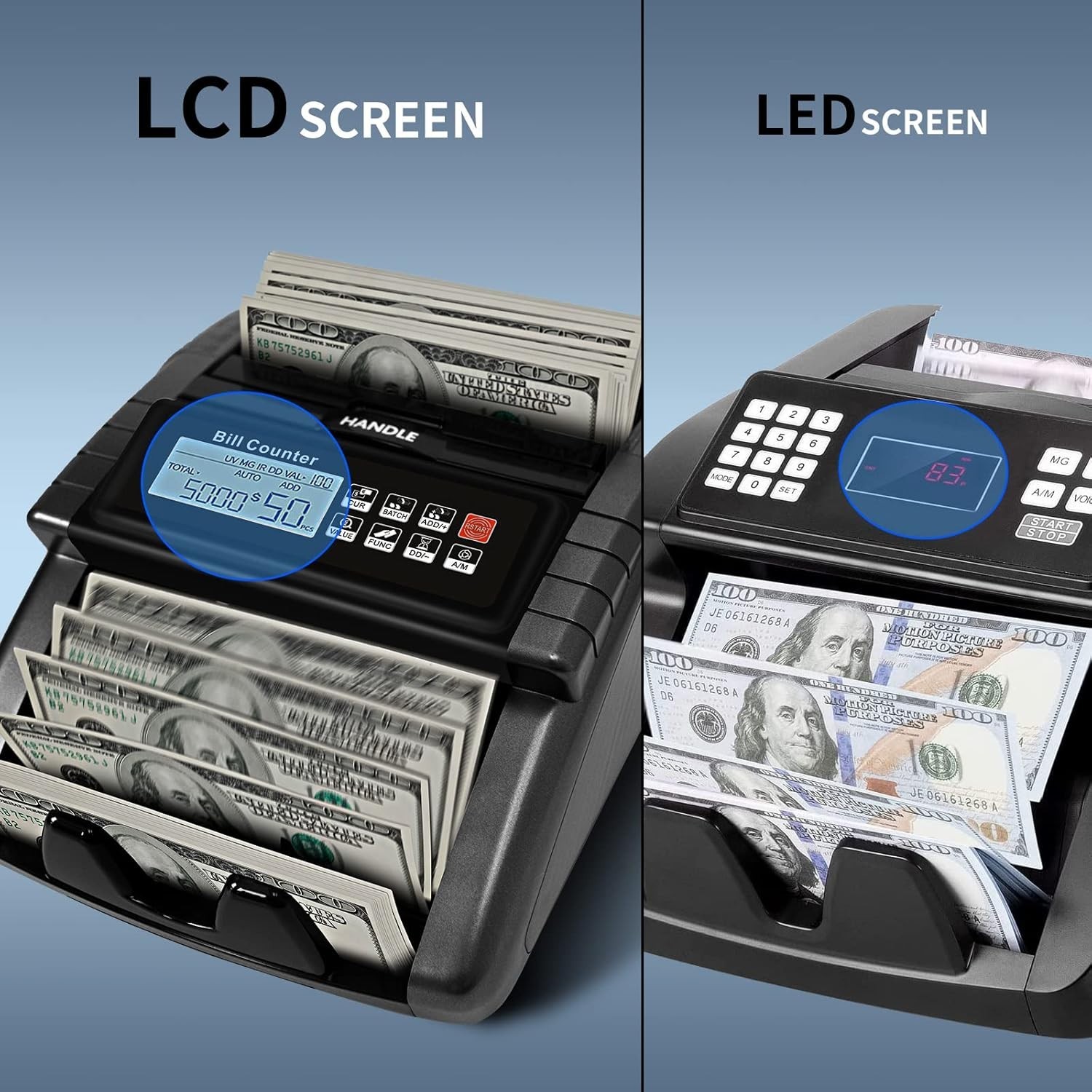 Money Counter Machine with Value Counting, Support Dollar and Euro, UV, MG, M…