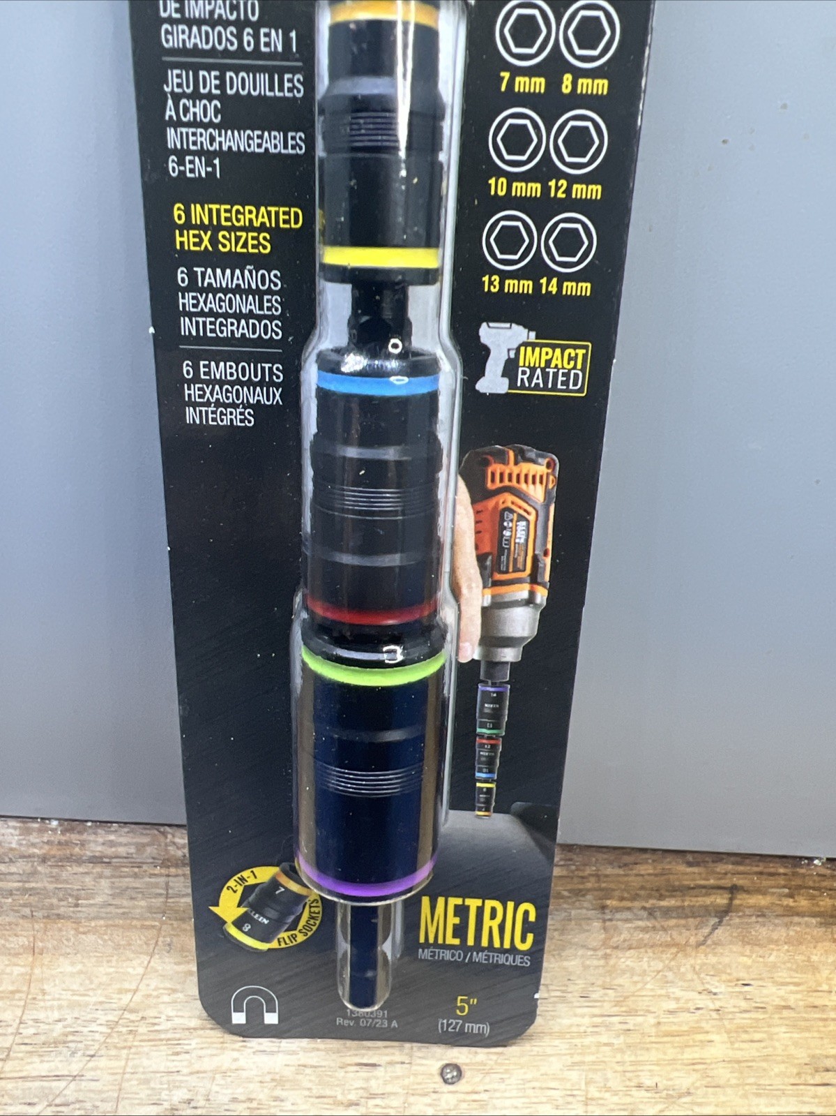 Klein Tools 32933M 6-in-1 Impact Rated Flip Socket Set 5” 6 Metric Hex Sizes NEW