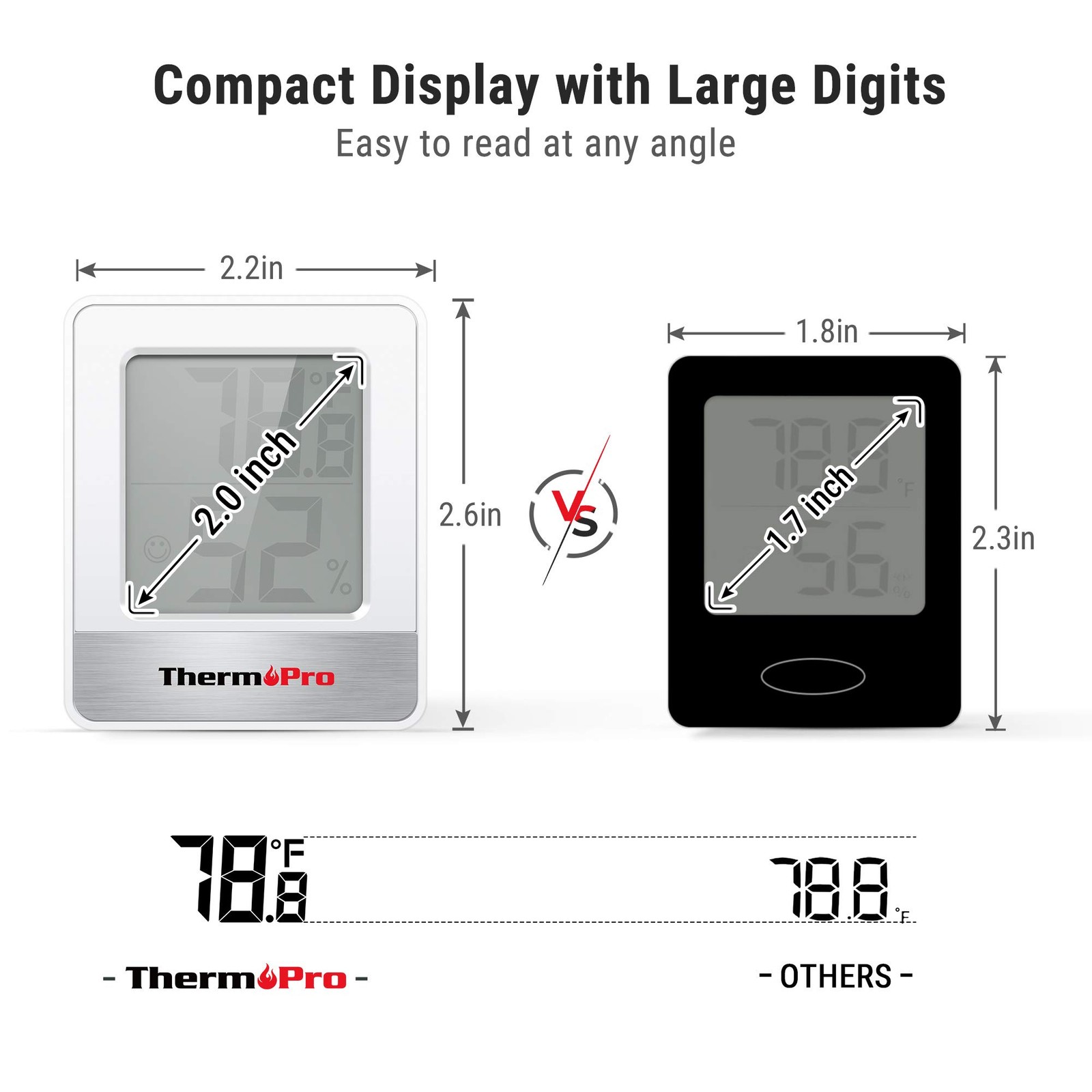 TempPro TP49 Digital Hygrometer Indoor small, White Thermometer