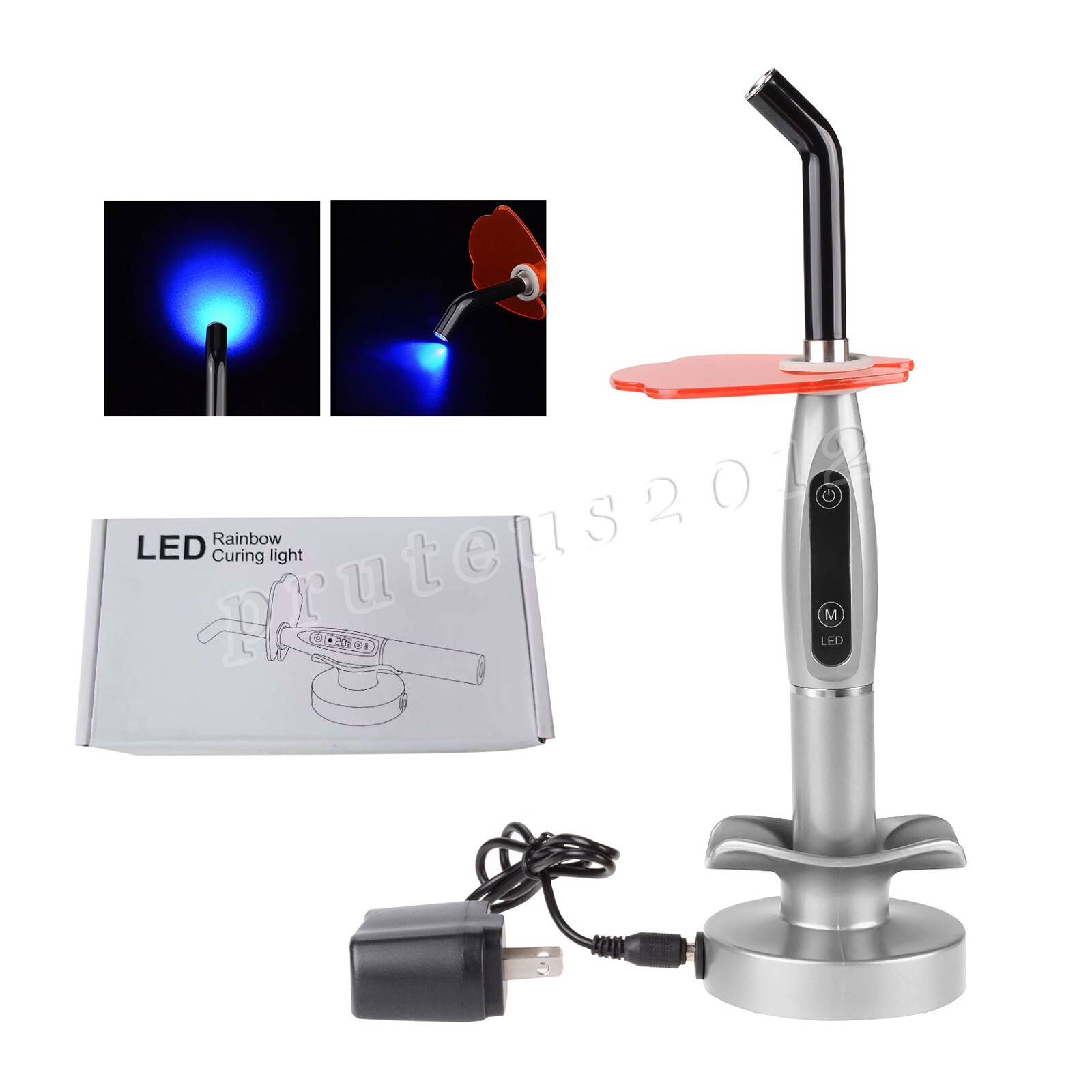 Dental Upgraded Rainbow LED Curing Light 1500-2000mw/cm2 3 Modes Silver US STOCK