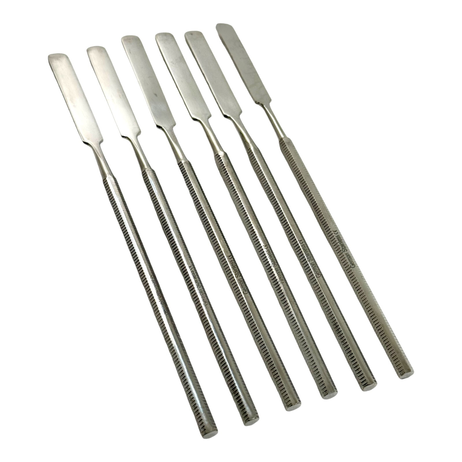 Dental Cement Spatulas, Flat Single-Ended with Textured Grip Stainless Pack of 6