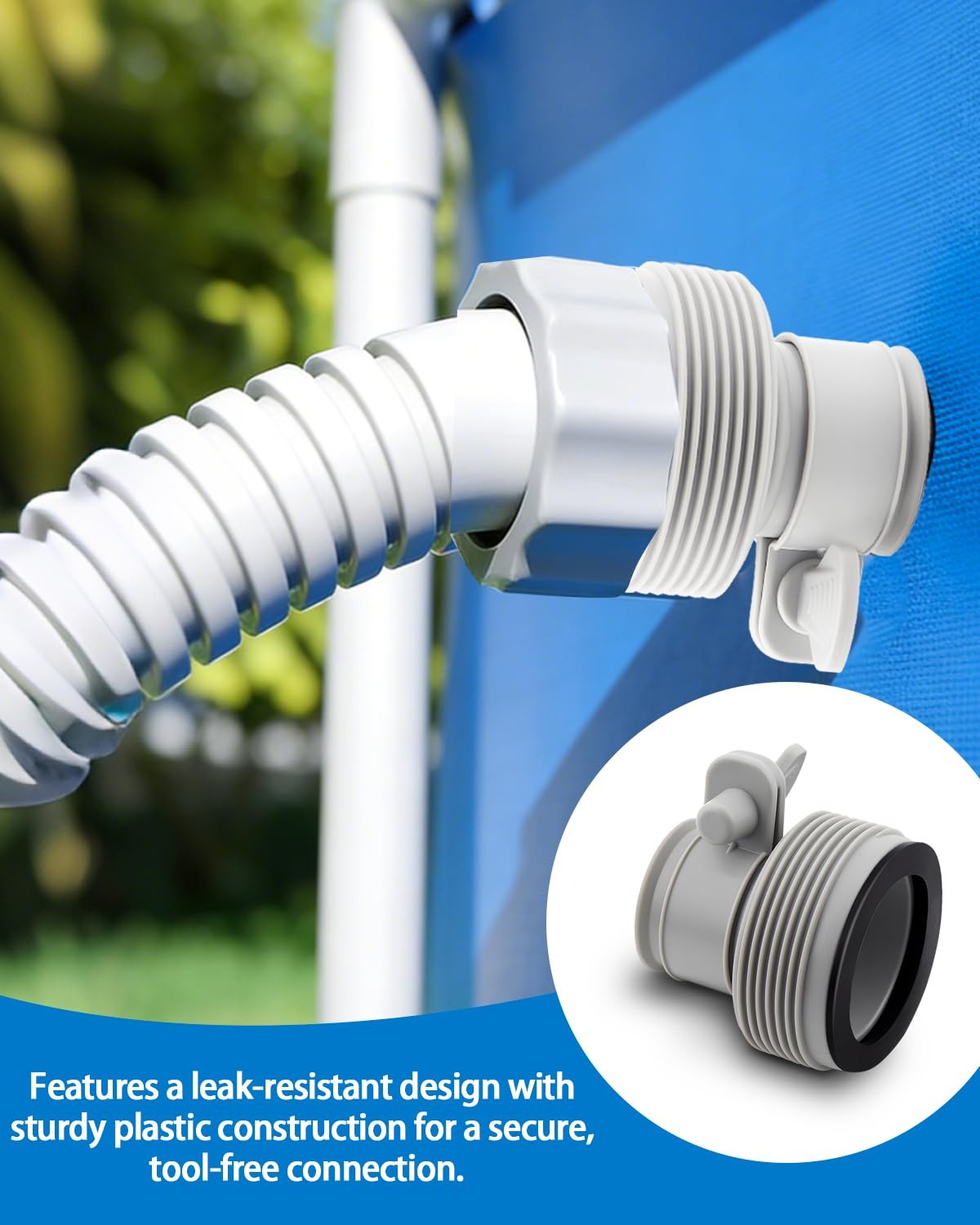 2 Pack Pool Hose Adapter Type B, 1.25″ to 1.5″ Conversion 2*2.2 in, Gray