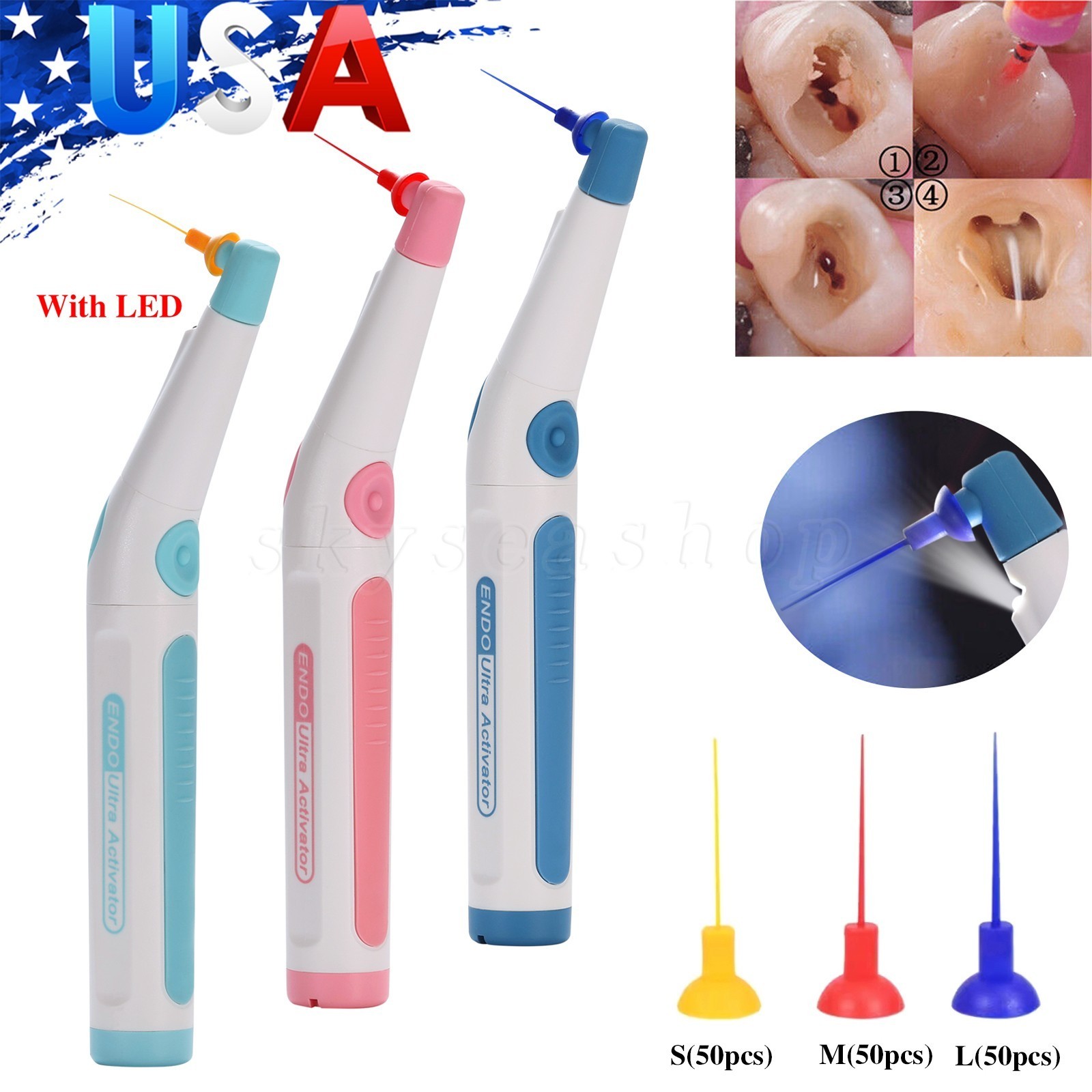 Dental Wireless Ultrasonic Activator Endo Ultra Activator with 150 Tips 3 Colors