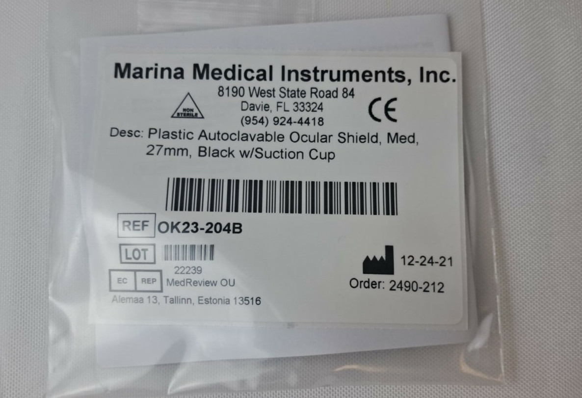 3Pc Marina Medical Plastic Autoclavable Ocular Shield Set- 21.5mm, 25mm, 27mm