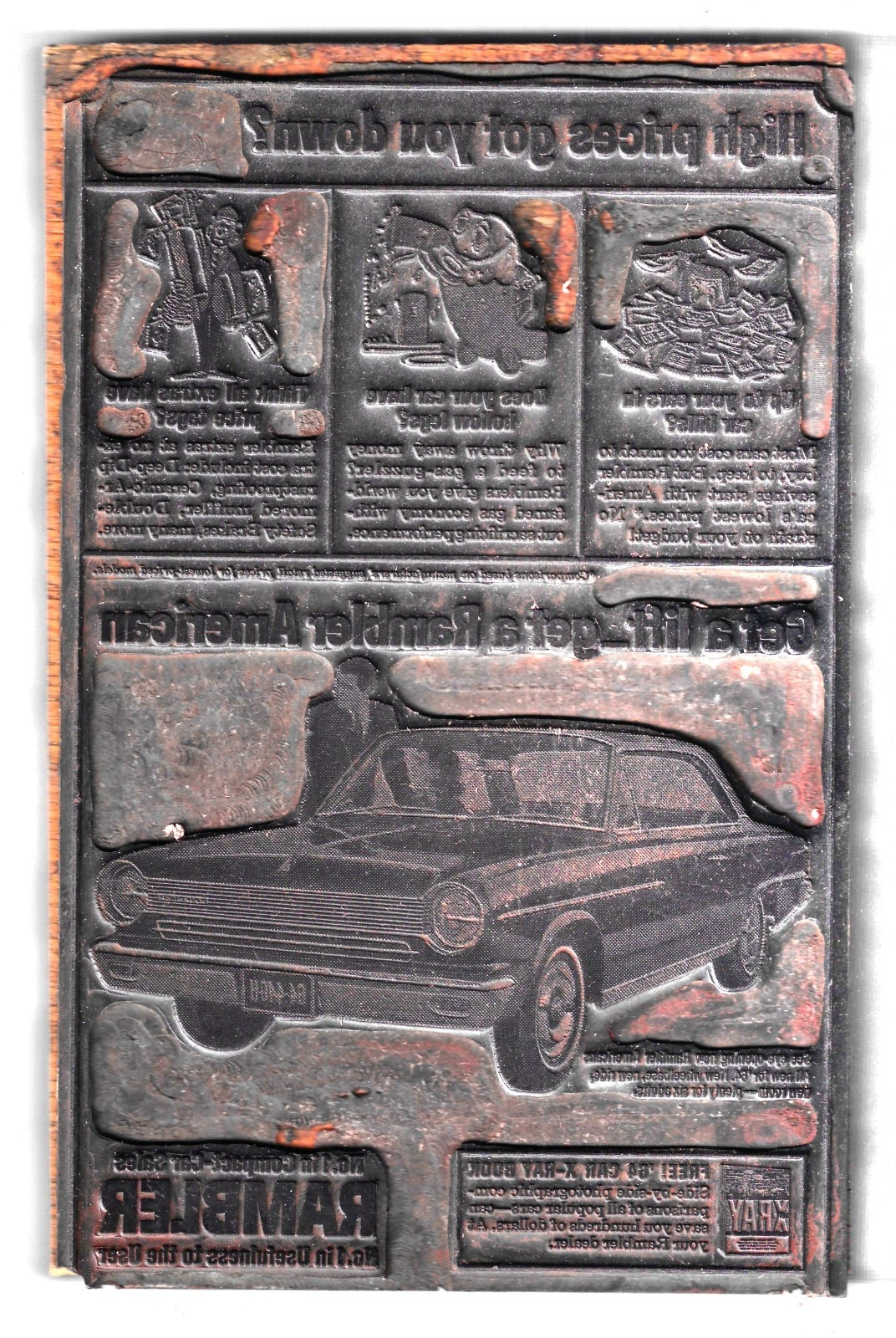 Printing Letterpress Printers Block Vintage Rambler Automobile