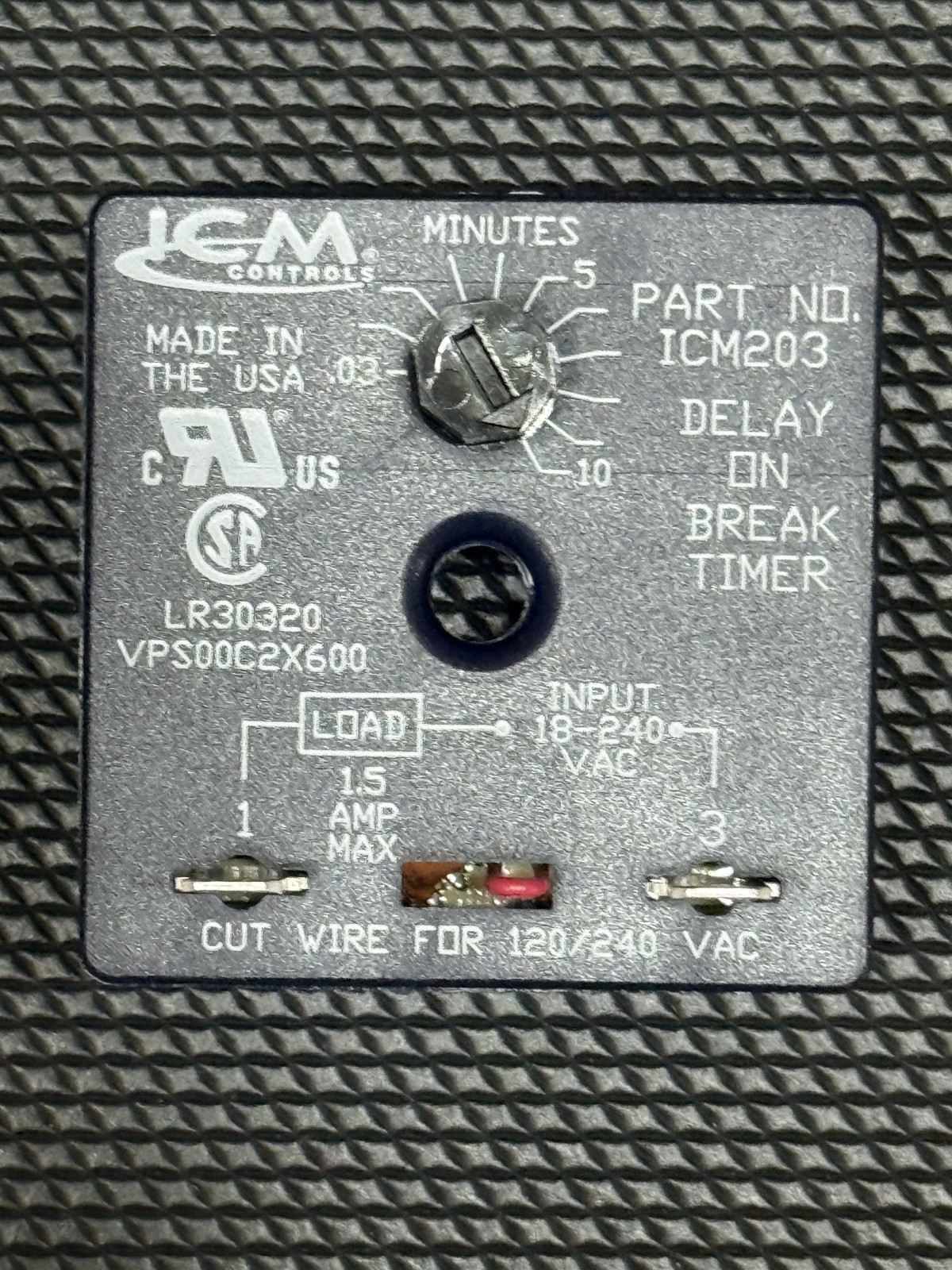 ICM Controls ICM203B Delay on Break Timer Relay 18-240 VAC .03-10 Minute ICM203