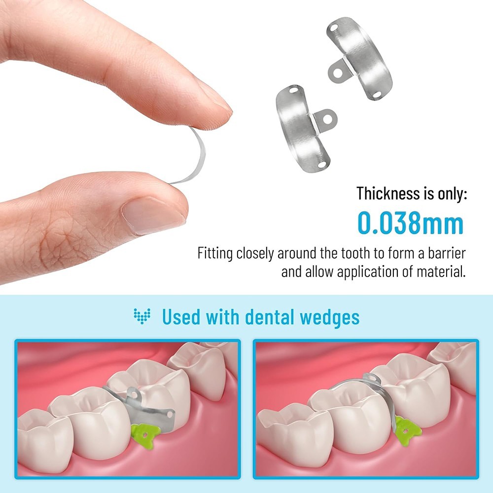 Dental Matrix Bands Ring Sectional Matrice Clamp Wedges Fit Palodent V3 System