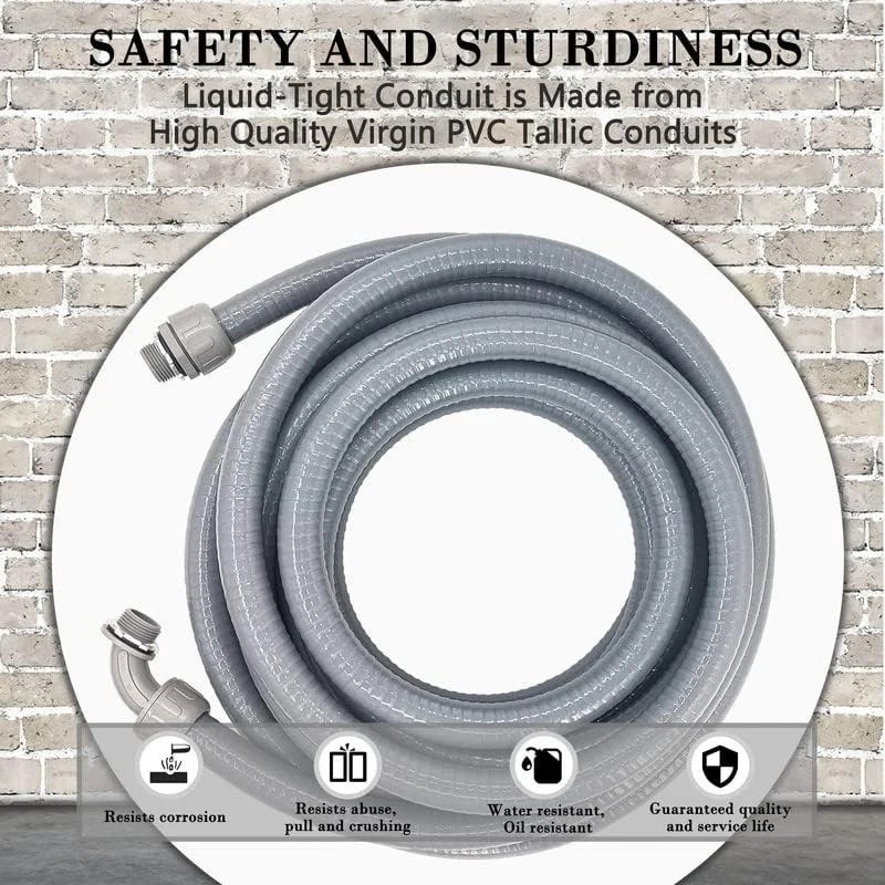 Durable 1/2-Inch Liquid-Tight Conduit Kit 100ft – Outdoor & Direct Burial Ready