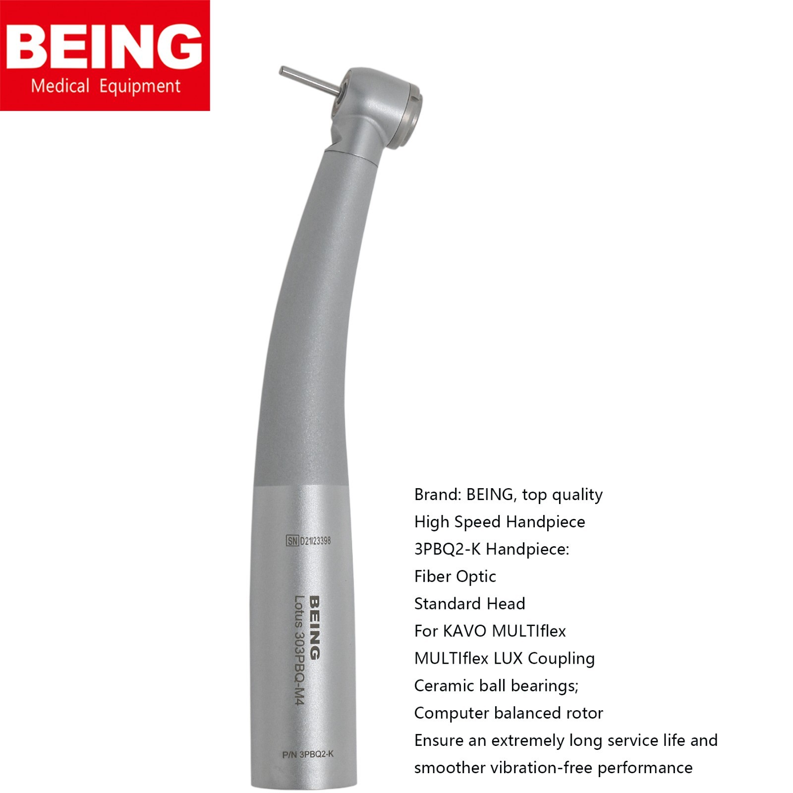 US BEING Dental Fiber Optic High Speed Handpiece For Kavo NSK Coupler 4/6 Holes