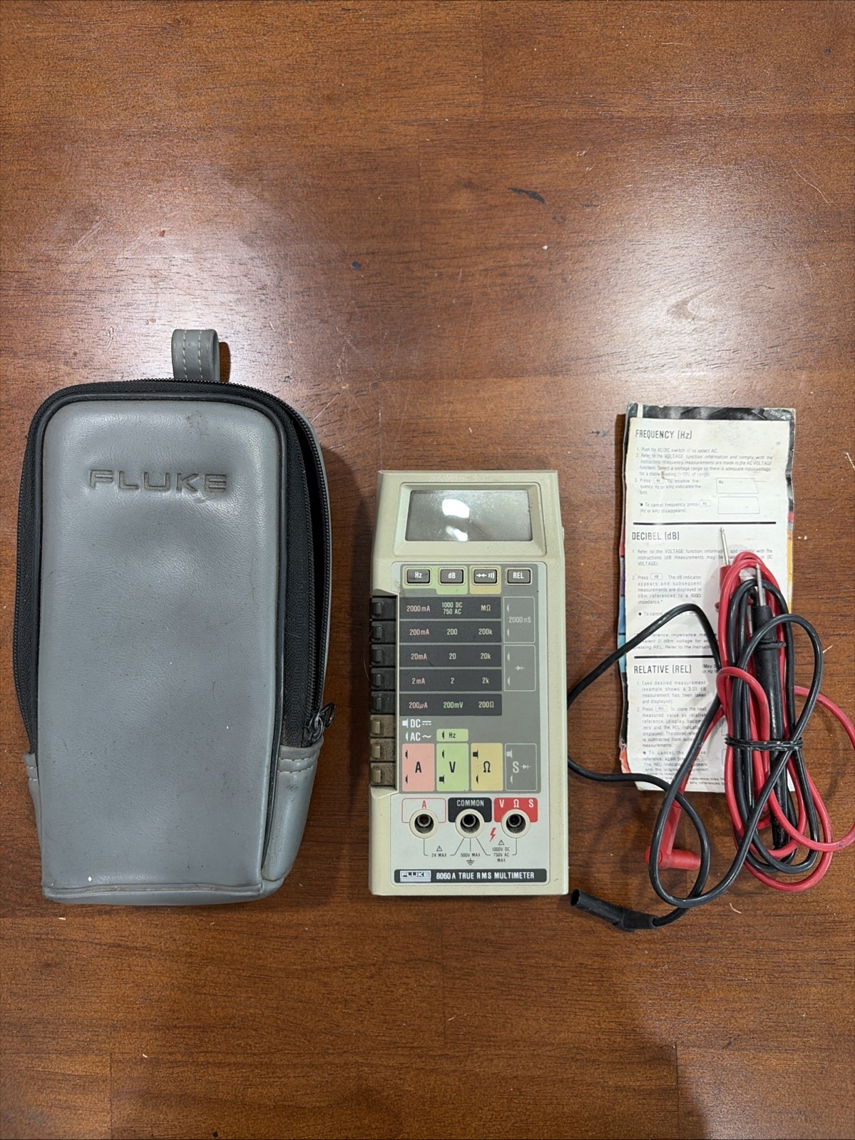 Vintage Fluke 8060A True RMS Digital Multimeter + Leads & Bag UNTESTED POWERS ON