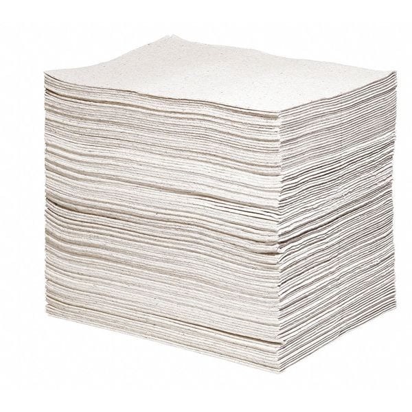 Spilltech Gpc100s Sorbent Pad, 24 Gal, 19 In X 15 In, Universal, Gray, 100 Pk