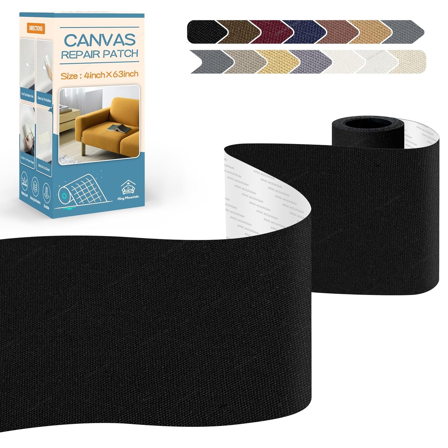 4″x63″ Waterproof Canvas Repair Patch Tape – Ideal for Sofas, Tents & More