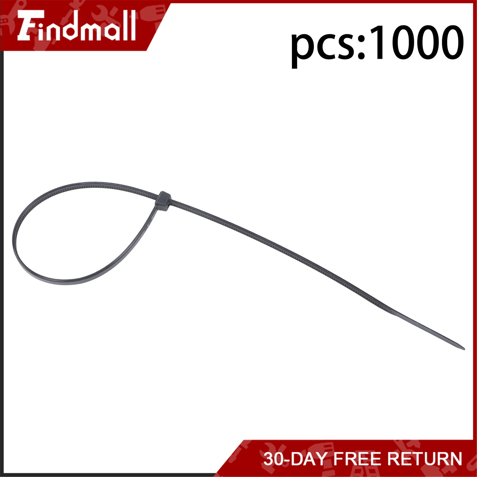 Findmall 1000Pack 12″ Zip Ties Nylon Cable Ties 60 lbs Self-locking UV Resistant