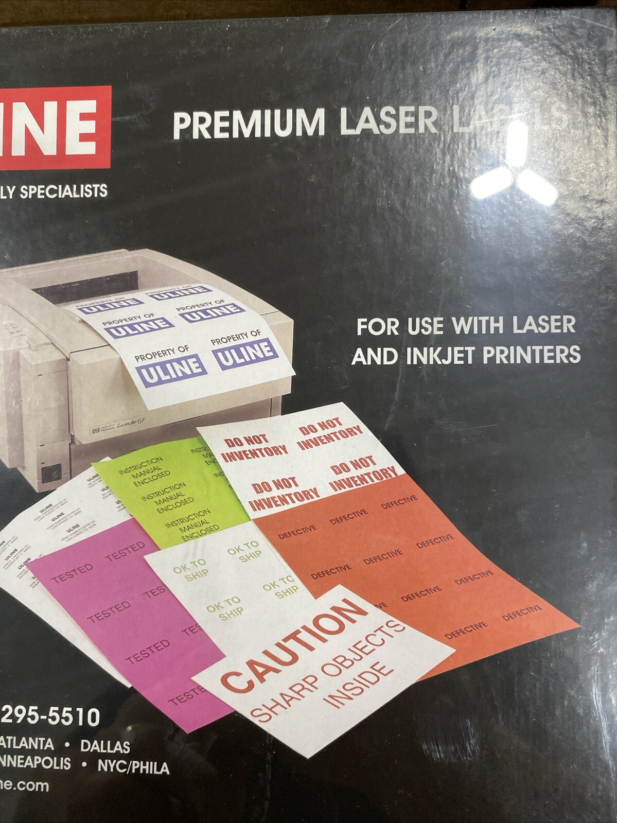 Uline 200 Premium Laser Labels S-5044 8 1/2 x «5 1/2 White NEW & SEALED