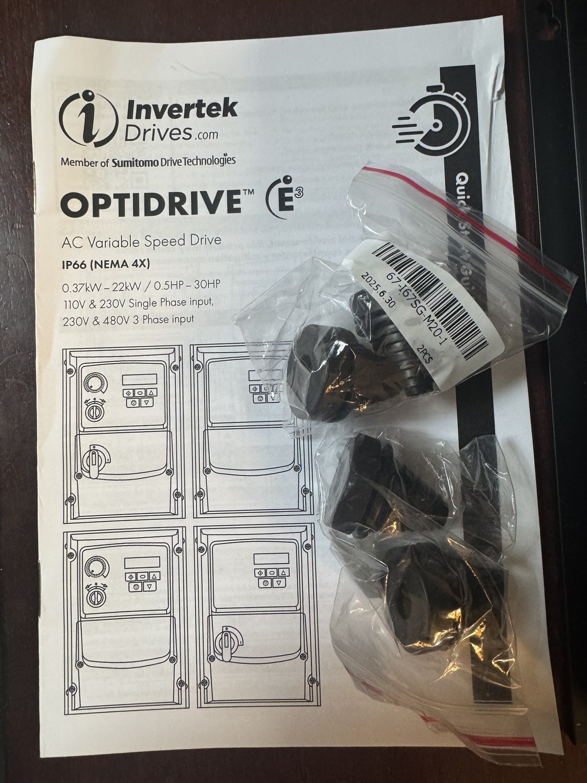 Invertek OptiDrive E3 7.5 HP VFD Motor Drive – NEMA 4X Model: ODE-3-110023-101A
