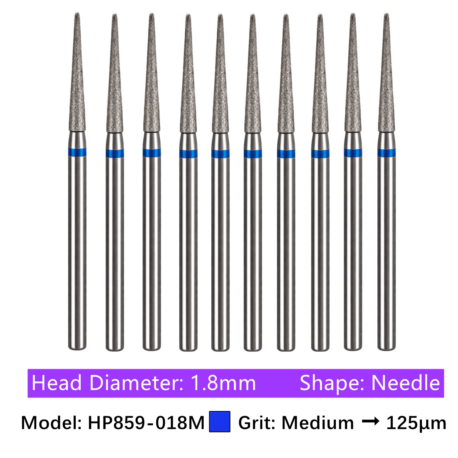 10/pk Vakker Dental HP Diamond Lab Burs Long Straight for Low Speed Handpiece