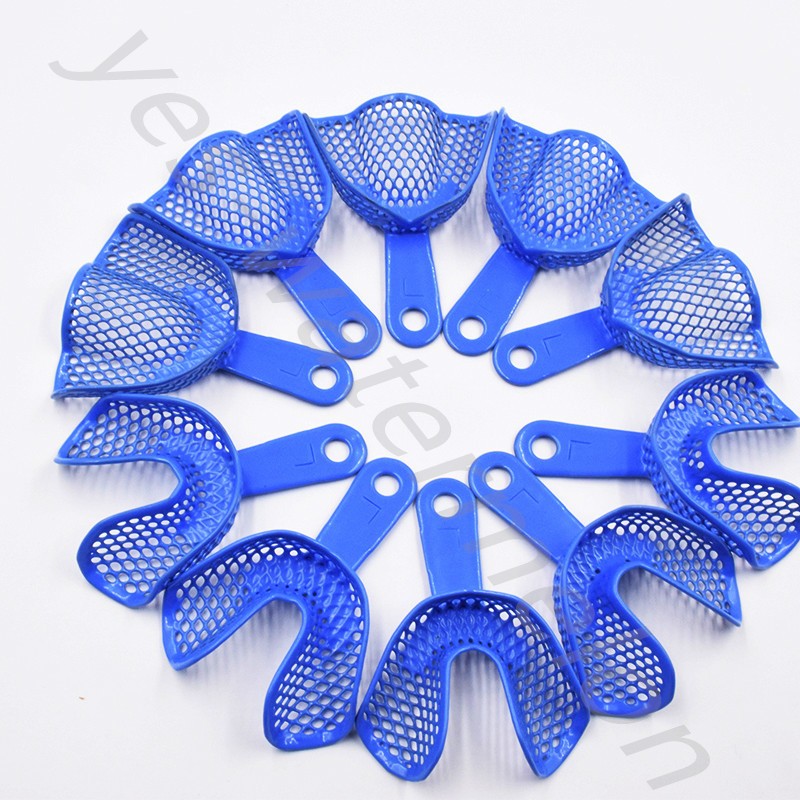Dental Autoclavable Plastic Steel Impression Trays Denture Blue L/M/S/Q/A Opt