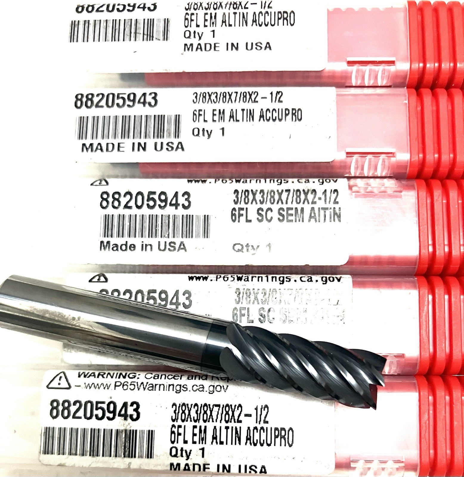 10PC Accupro 88205943 3/8″ 6FL Square End Mill Solid Carbide AlTiN NEW