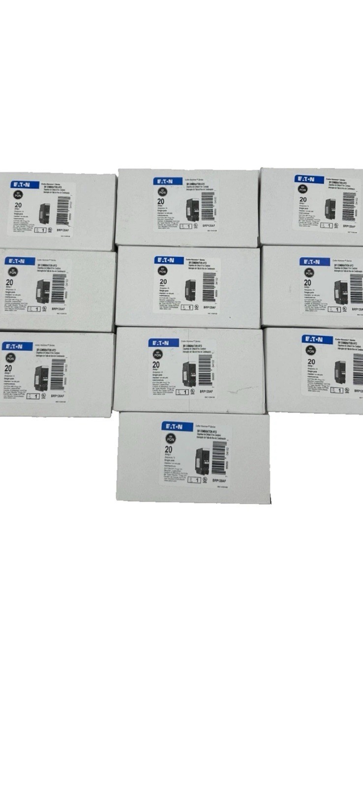 10PCS CUTLER HAMMER EATON BRP120AF 20A AFCI PLUG ON NEUTRAL (no wire) NEW IN BOX