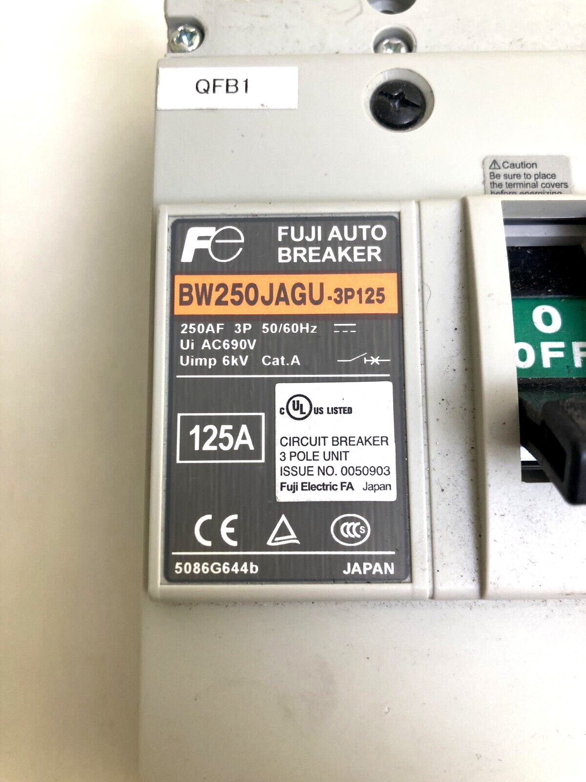FUJI ELECTRIC BW250JAGU-3P125 / BW250JAGU3P125 (NEW TAKE OUT) FAST SHIPPING!