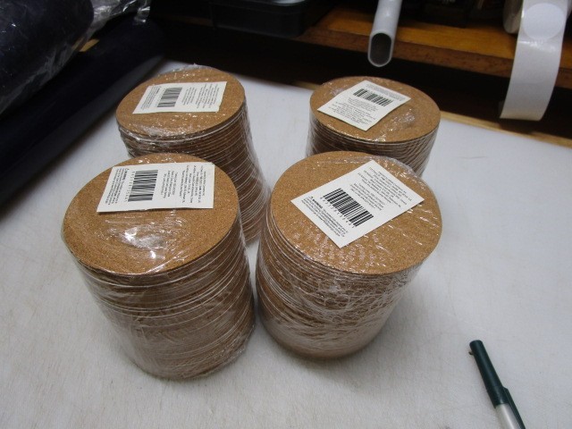 200 Pcs 3.5 inch Round Cork SELF ADHIESIVE SEPARATOR PADS 4 PACKS 50 PER PACK