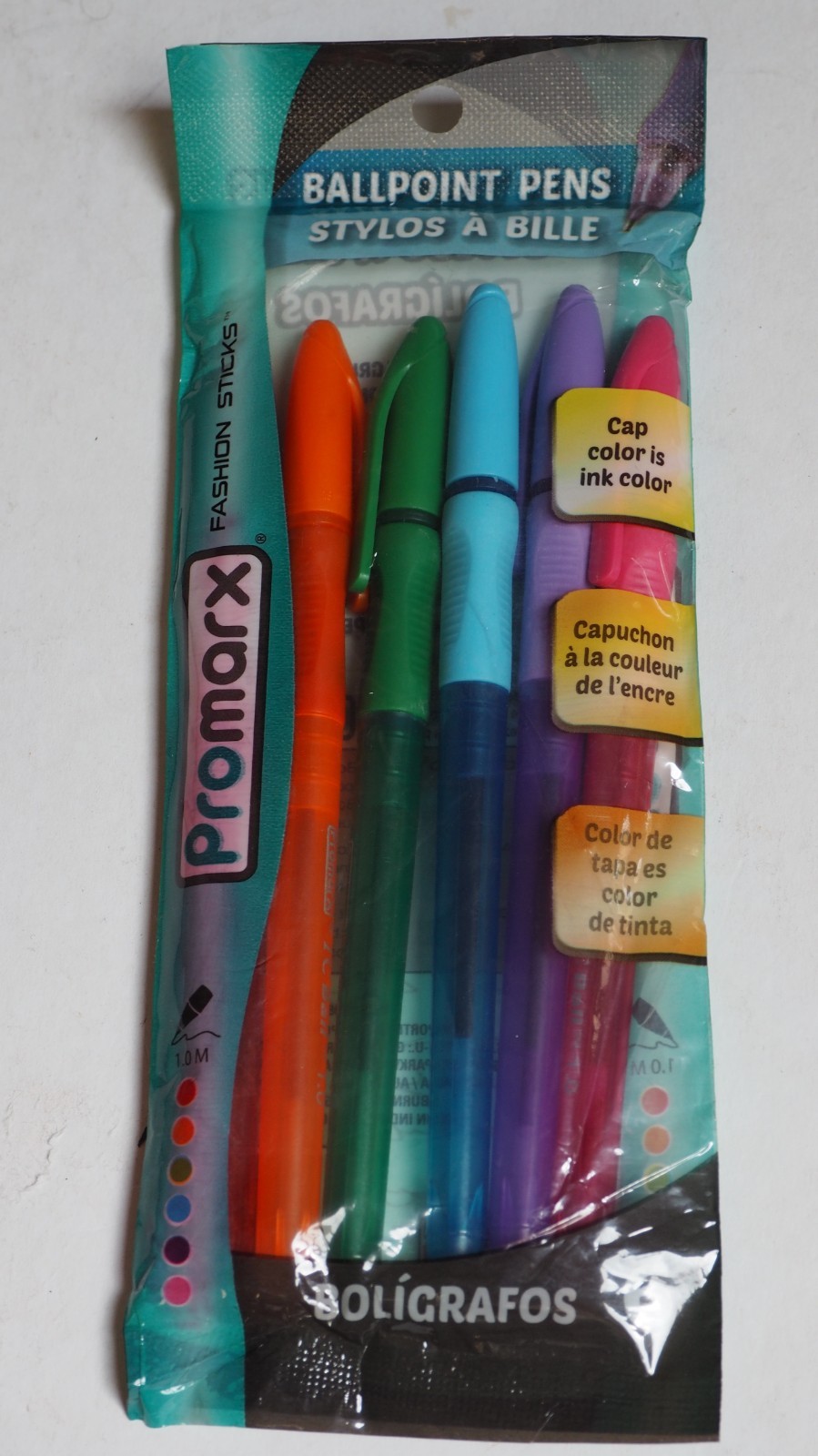 48 New PROMARX Fashion Sticks BALLPOINT PENS – 6 Colors – Comfort Grip