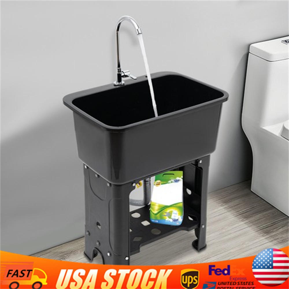 Utility Sink Laundry Tub with Faucet & Basement for Laundry Room Garage or Shop