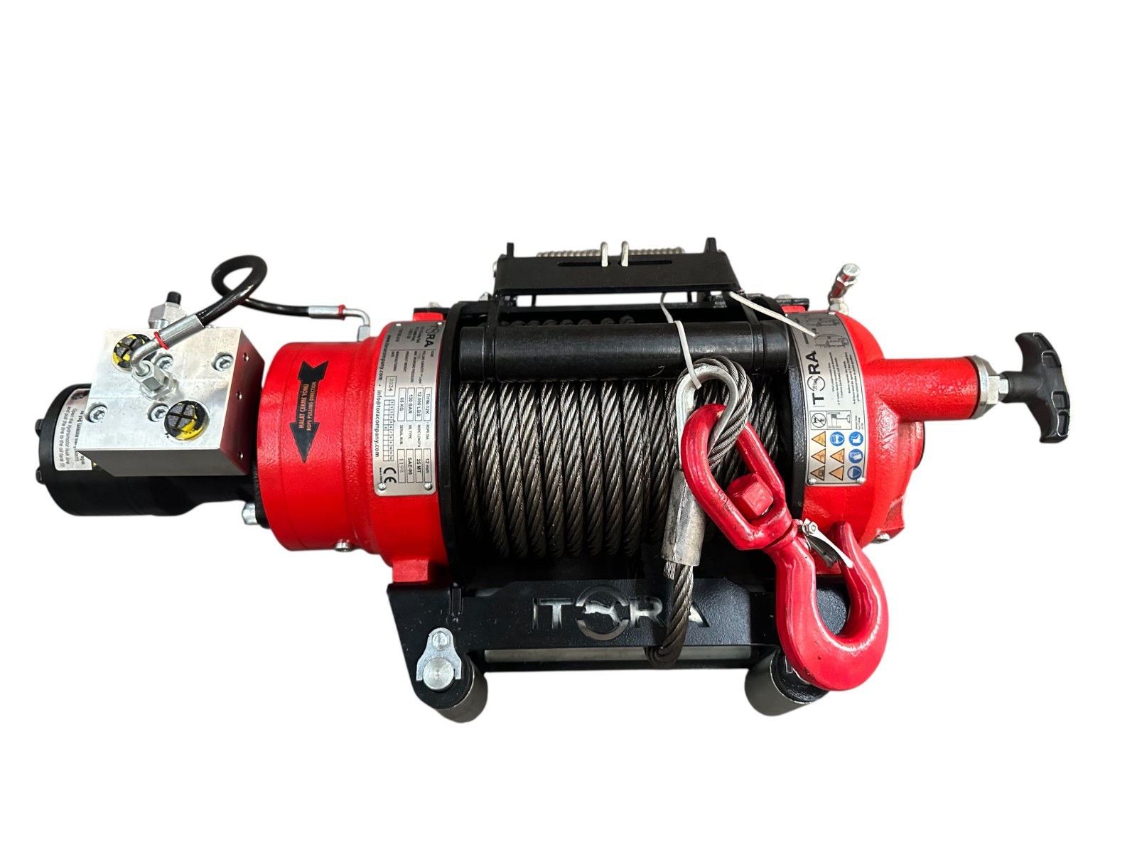 TORA | 12.000 LBS Hydraulic Winch Including Hook & 82 ft Steel Cable