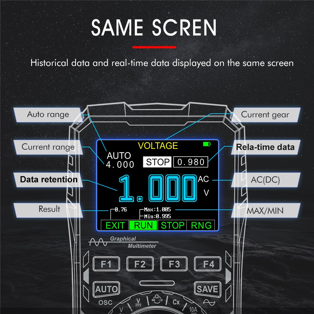 2-In-1 Digital Oscilloscope Multimeter 2.5 Msps, 1 MHz Portable Multifunctional