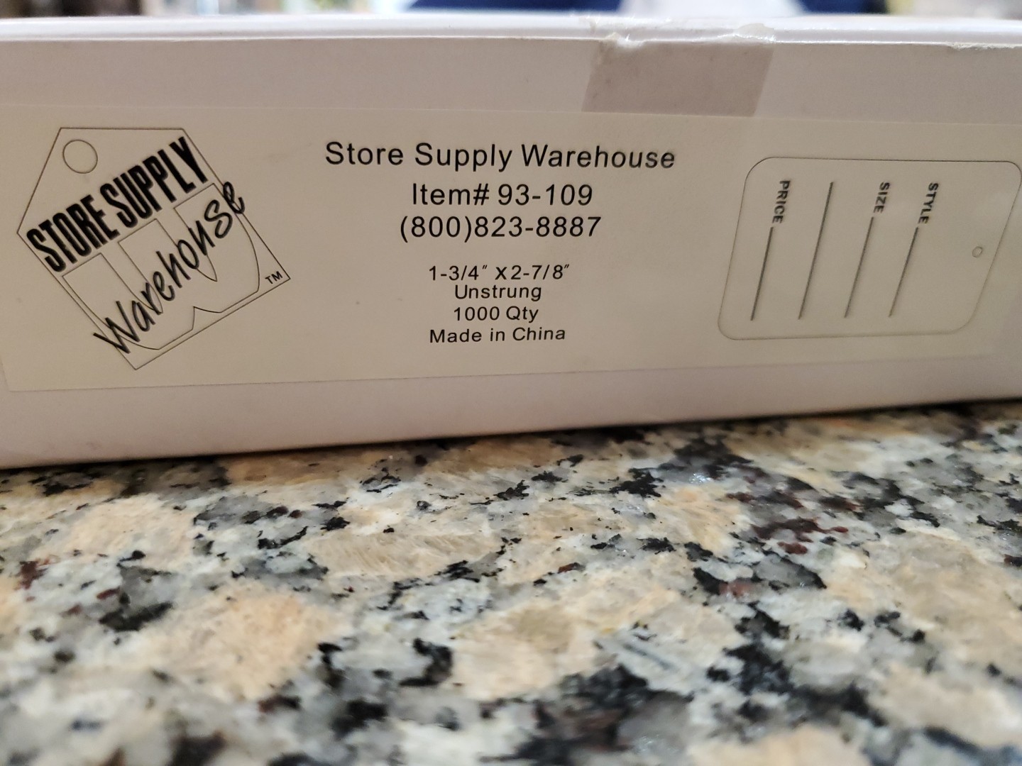 1000 White Unstrung Garment Merchandise Price Tags LG 1-3/4 X 2-7/8 NEW IN BOX