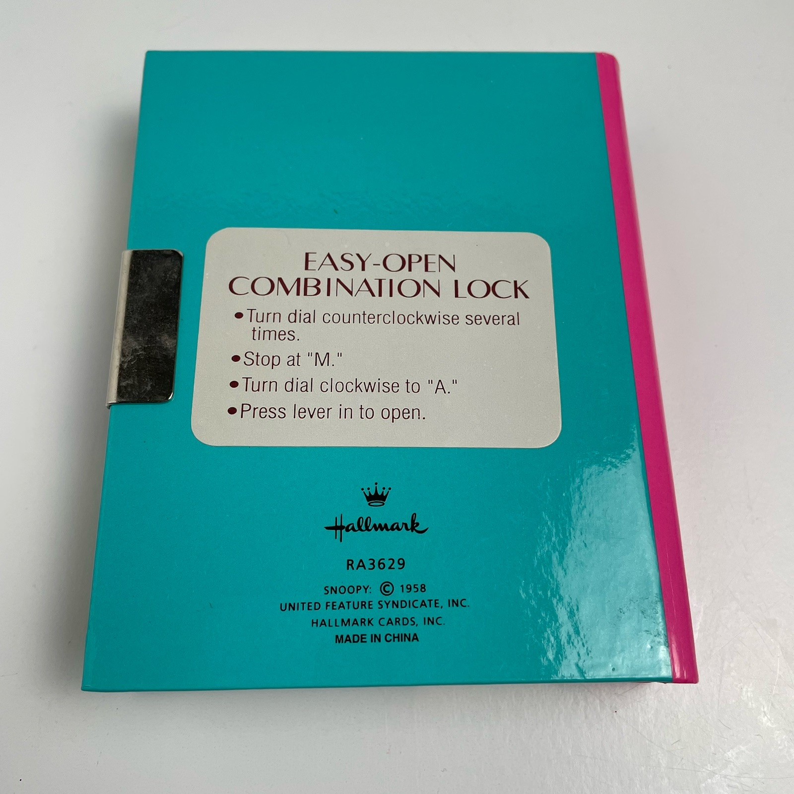 Vintage Hallmark Snoopy Peanuts Diary No Snooping with Easy Combination Lock