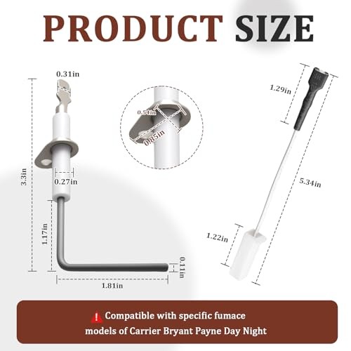 2pc Furnace Flame Sensor Rod for Carrier Bryant Payne Day & Night LH680014