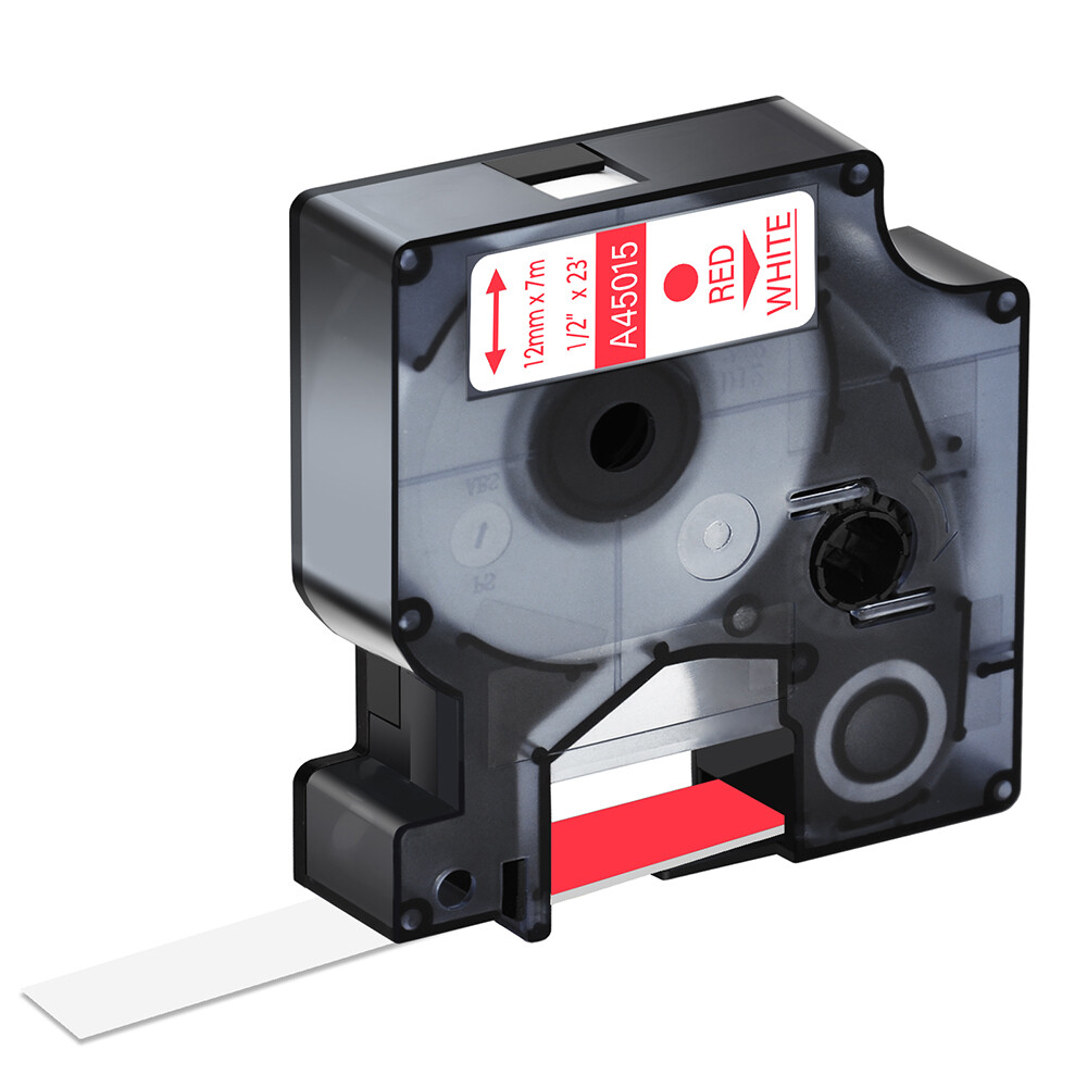 Standard Red on White Label Tape For DYMO D1 A45015 LabelManager 200 300 12mm