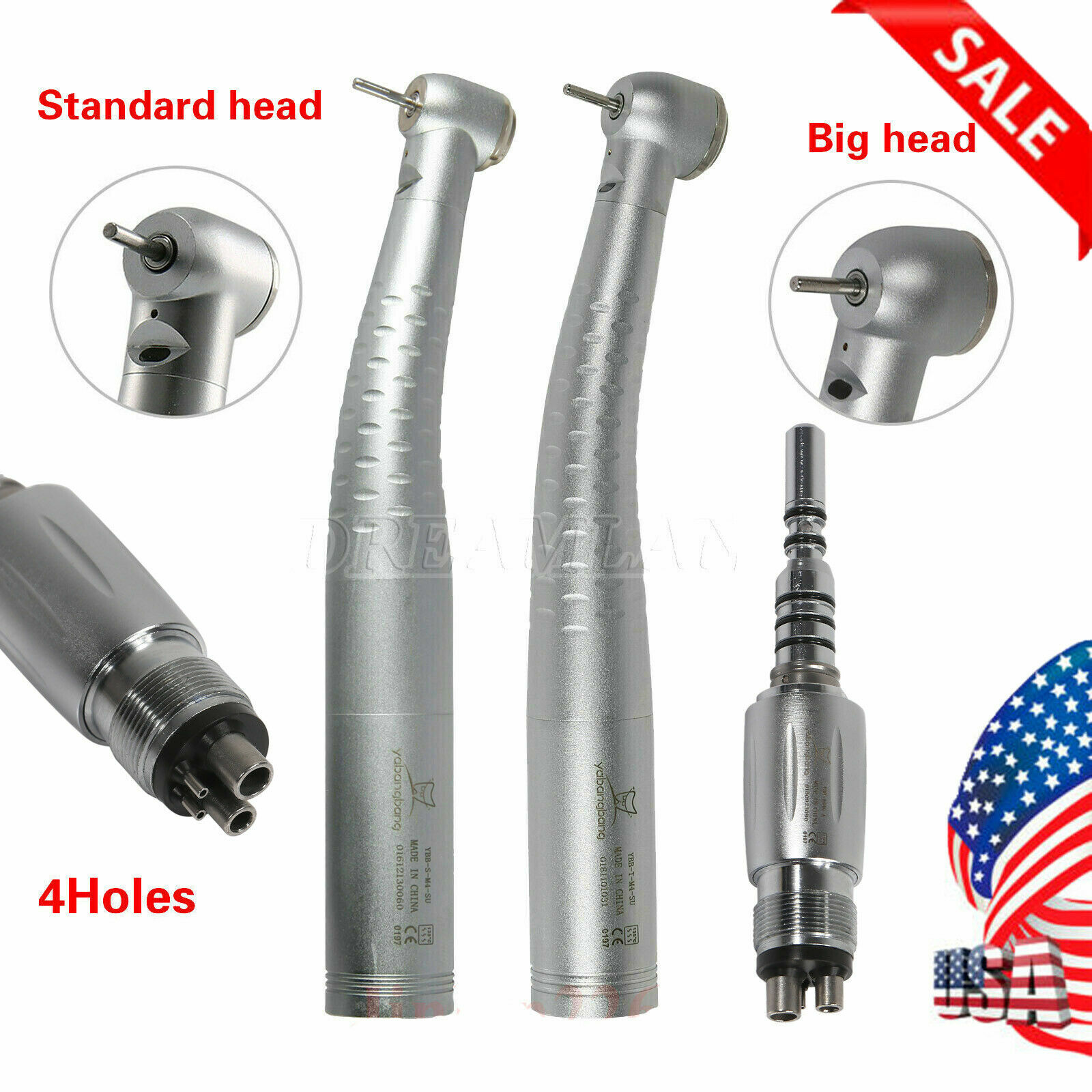 Dental Fiber Optic LED Handpiece High Speed / LED Quick Coupler 4/6Hole Fit KaVo