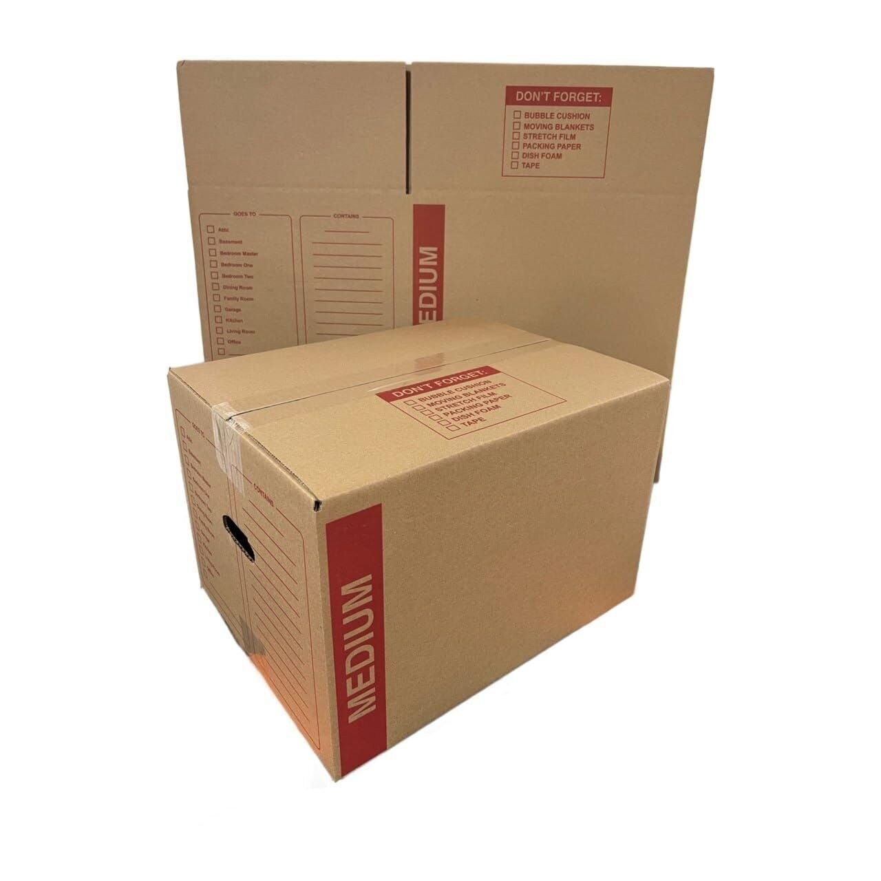100 – Pack Medium Cardboard Moving Boxes 18x14x12 32 ECT With Handles