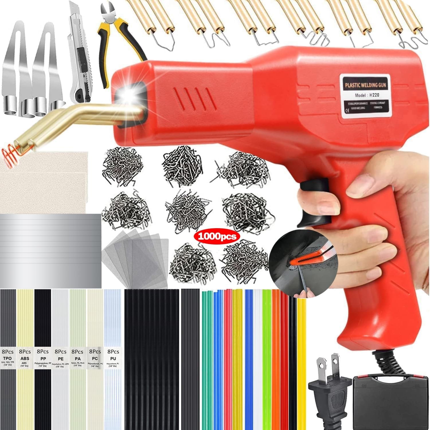 220W Plastic Welder,Upgraded 2 in 1 Plastic Welding Kit,Plastic Repair Kit 10…