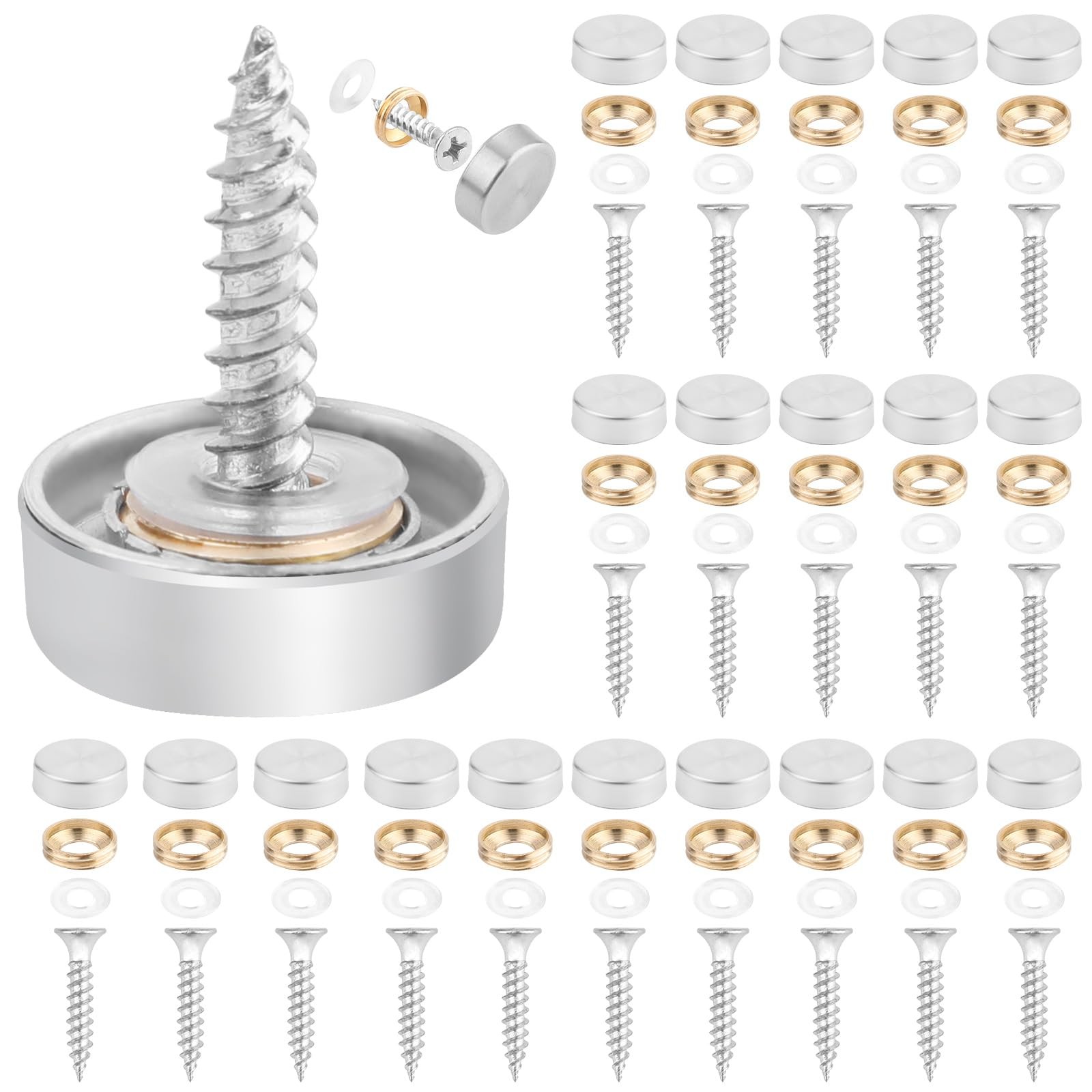20 Pcs 16mm/0.63Inch Diameter 304 Stainless Steel Mirror 0.63 inch, Silver