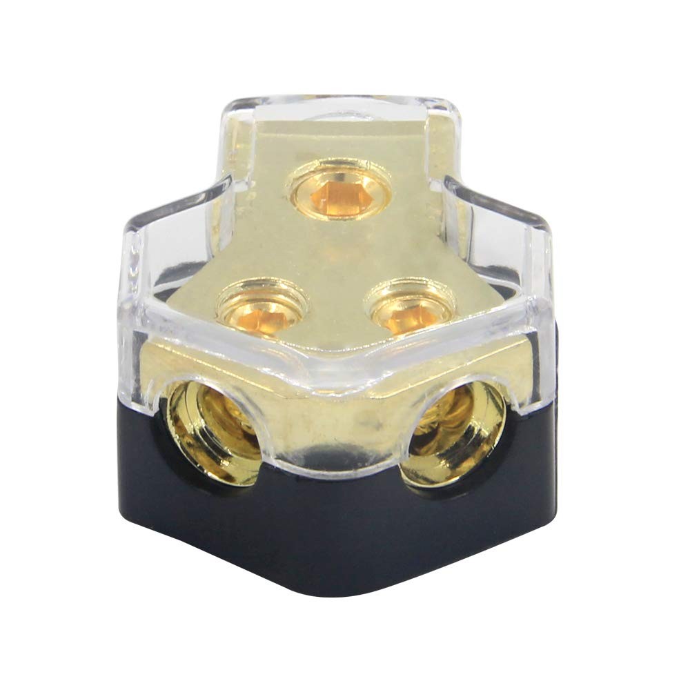 2 Way Power Distribution Block, 0/2/4 AWG Gauge in, 4/8/10 Gauge Out, Car Aud…