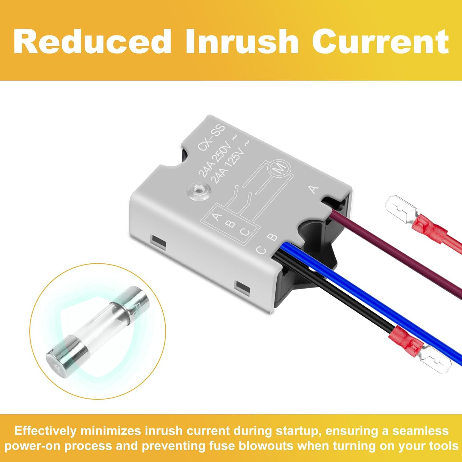 125/250V 24A Soft Start Module with Pre-Wiring, Soft Start Switch