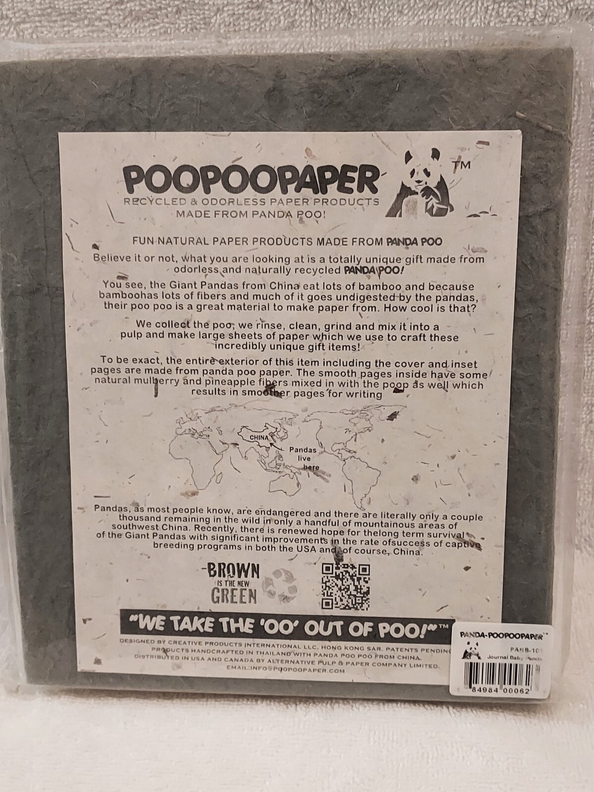 Panda PooPooPaper Journal /Recycled and Odorless Product Made From Panda Poo/30p