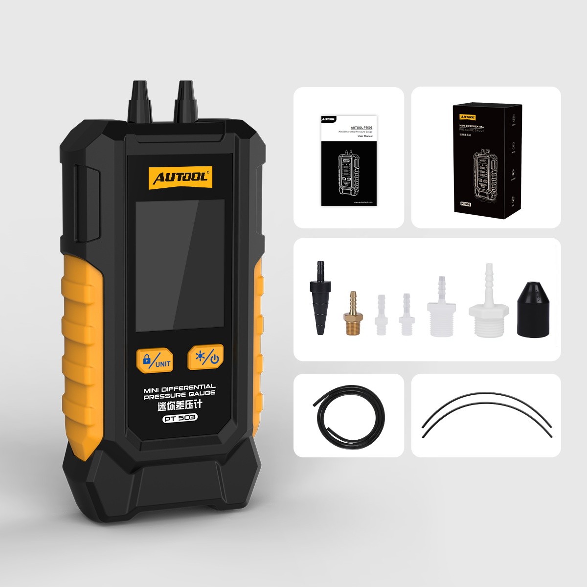 Digital Manometer Gas Air Pressure Tester Dual Port HVAC Tester Meter 200 kPa