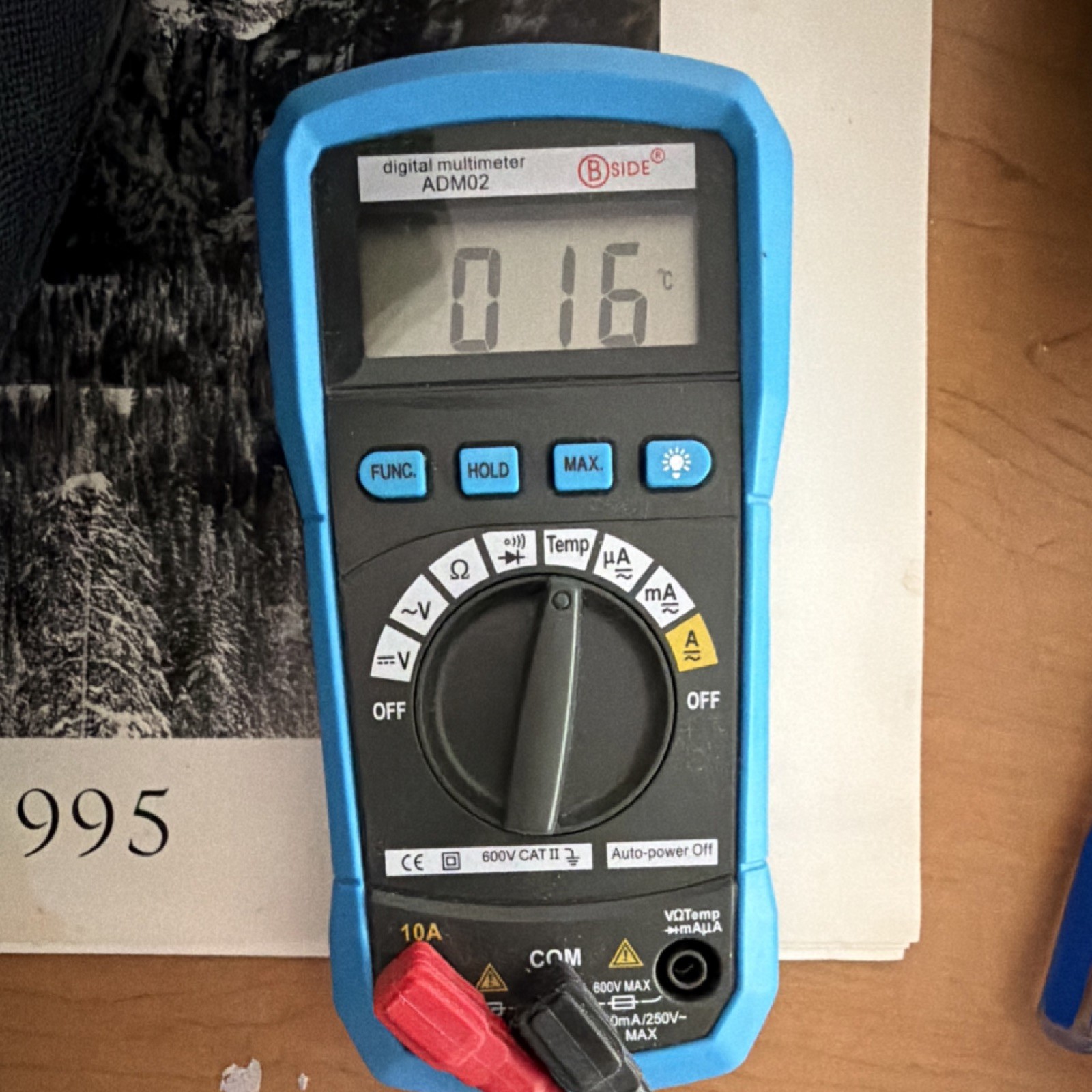 BSIDE ADM02 Digital Multimeter CAT II 600V Auto Power Off Backlight Data Hold