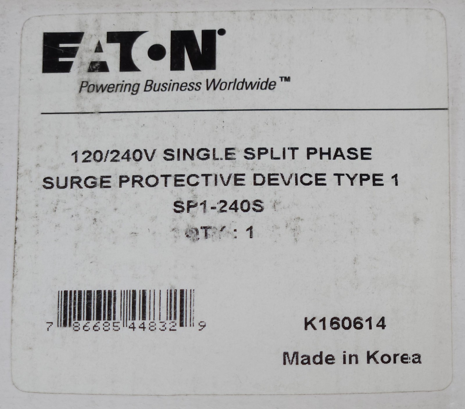 EATON CUTLER HAMMER SP1 240S 120 240 Volt Single Spilt Phase SPD Surge Protectiv