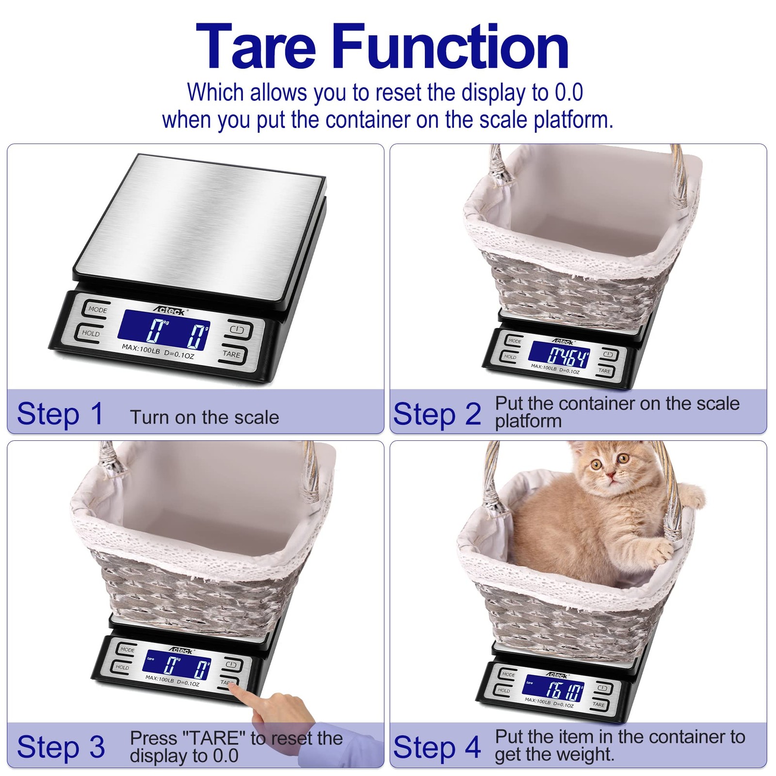 A-808 100LB x 0.1OZ Digital Shipping and Postal Scale, Stainless Steel, Modern D
